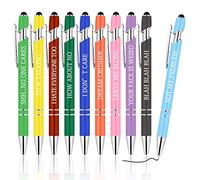 AUAUY 10 Pcs Penne a Sfera con Citazioni Ispiratrici, 2 in 1 Penna a Sfera Stilo, Penne a Sfera Retrattili a Scatto, Penne Motivazionali, Forniture Scolastiche per Ufficio, Laurea, Studenti