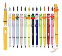 AUAUY 12 matite colorate eterne, matite Kawaii Infinity con gomma e punte di ricambio colorate, matite riutilizzabili senza inchiostro per scrivere, disegnare, per studenti, casa, ufficio, scuola (12