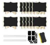 AUAUY 12 Pezzi Mini Lavagna, Lavagnette in Legno, Lavagnette Segnaposto con Cavalletto, Cartellini Prezzi, Piccola Tavolette da Menu, per Pasticceria, Feste, Matrimoni, Buffet, Tavolo (Irregolare)