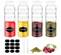 AUAUY 12pz Bottigliette di Vetro Piccole, 2oz/60ML con Coperchi e Etichette | Riutilizzabili, per Bevande di Succo Fatte in Casa, Frullati
