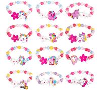 AUAUY 12PZ Braccialetti Bambina Bracciali Ragazza Gioielli in Legno, Braccialetti Amicizia per Bambina Ragazza, Regalini Compleanno per Bambini, Bomboniere per Feste di Compleanno di Natale