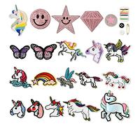 AUAUY 20Pz Toppe Termoadesive Bambini, Patch Termoadesive, Toppe Termoadesive Adulto, Toppe Adesive per Tessuti, Toppe Ricamate Adesive, per Riparare Buchi e Giacche, Pantaloni, Camicie, Maglioni