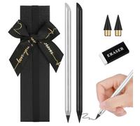 AUAUY 2pz Matita Senza Inchiostro, Matita per Scrivere Infinita Metallic, Matita Eterna Portatile con 2 Pennini Sostituibili, 1 Gomma e 1 Custodia Regalo, per Scrivere, Disegnare