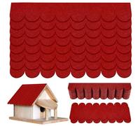 AUAUY 32 Pezzi Tegole autoadesive in Feltro, Mini Piccole Coperture Tetti, Mini Tegole in Feltro Fai da te per Uccelli, Casa di Coniglio, Hotel per Insetti (Rosso)
