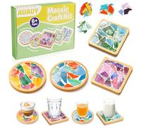 AUAUY 4 Kit Mosaico per Piastrelle Colorato, con Sottobicchieri in Bambù | Tessere per Mosaico Arti e Mestieri, Set Completo, per Artigianato Fatto a Mano, Arte, Fai da Te, Decorazioni per La Casa