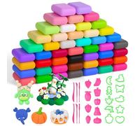 AUAUY 48PZ Argilla da Modellare, Pasta Modellabile Magica Essiccante all'Aria con 6 Utensili e 19 Stampi, Plastilina Regalo Giochi, Giochi per Bambini e Bambine da 3 Anni, Attività Fai da Te e Arti