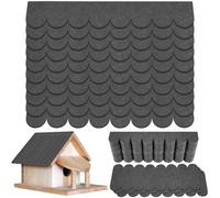AUAUY 53 Pezzi Tegole autoadesive in Feltro, Mini Piccole Coperture Tetti, Mini Tegole in Feltro Fai da te per Uccelli, Casa di Coniglio, Hotel per Insetti (Grigio)