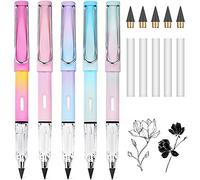 AUAUY 5PZ Matita Senza Inchiostro, Eterna Matita per Scrivere Infinita, Matita Infinita, Matita Eterna con 5 Ricarica Sostitutiva & 5 Gomma, per Bambini Adulti Home Office Materiale Scolastico