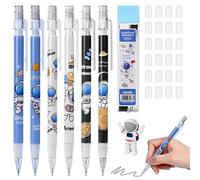 AUAUY 6 Pezzi Pastello Matite Meccaniche 0.5 mm, Carino Art Matite Portamine con 1 Scatola Ricarica & Gomma, per Casa Scuola Ufficio Abbozzo di Disegno Scrittura - Astronauta