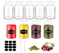 AUAUY 9pz Bottigliette di Vetro Piccole, 2oz/60ML con Coperchi e Etichette | Riutilizzabili, per Bevande di Succo Fatte in Casa, Frullati