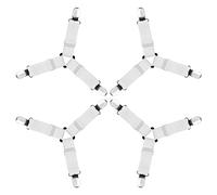 AUAUY Clip Lenzuola, Ferma Lenzuola, Regolabili Elastici 3-Modi Triangolo Lenzuolo, con Clip in Metallo per di Fissaggio Angoli Lenzuola, Coprimaterassi, Letto o Divano (Bianco 4 PZ)