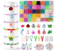 AUAUY Elastici per Braccialetti, 4800+ Bracciale Elastici Loom Bands Kit 40 Griglia, 30 Colori Kit Braccialetti Fai da te Bambina, Accessori per Creare Braccialetti, Bambini Regalo per Ragazze