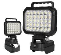AUAUY Faro LED Ricaricabile per Makita Batteria 18V, Faretto LED Portatile 105W 6800LM, Lampada da Campeggio con Due Porte USB, Modalità 2 Luminosità per Garage, Emergenza, Pesca (Senza Batteria)