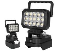 AUAUY Faro LED Ricaricabile per Makita Batteria 18V, Faretto LED Portatile 45W 3400LM, Lampada da Campeggio con Due Porte USB, Modalità 2 Luminosità per Garage, Emergenza, Pesca (Senza Batteria)