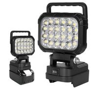 AUAUY Faro LED Ricaricabile per Makita Batteria 18V, Faretto LED Portatile 72W 5400LM, Lampada da Campeggio con Due Porte USB, Modalità 2 Luminosità per Garage, Emergenza, Pesca (Senza Batteria)
