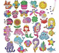 AUAUY Kit di adesivi per pittura con diamanti per bambini, arti e mestieri per ragazze e ragazzi, facili da fare fai da te creativo con mosaico con diamanti, kit per bambini e adulti principianti (30