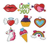 AUAUY Kit di adesivi per pittura con diamanti per bambini, arti e mestieri per ragazze e ragazzi, facile da fare fai da te creativo mosaico con diamanti kit per bambini e adulti principianti (9 pezzi