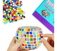 AUAUY Kit in Mosaico di Vetro, Arti e Mestieri per Bambini e Adulti, Kit Creativo in Vetro Colorato Fai-Da-Te per Bambini, Opere D'arte Fatte a Mano per la Decorazione