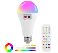 AUAUY Lampada ricaricabile a batteria USB con Telecomando, Lampadina Ricaricabile, 2000mAh Lampada da campeggio, E27 lampadina Intelligente con Funzione di Timer, 9 Colori RGB + 3 Temperature Colore
