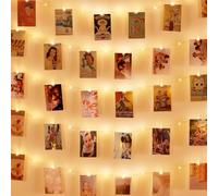 AUAUY Luci Per Foto, 5M 50LED Camera da Letto, con 30 Clips, Ricarica USB | Lucine LED Decorative, per Camere, Decorazioni Camera da Letto, Festa, Matrimonio