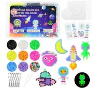AUAUY Perline da Stirare, 4200Pz 5mm Glow-in-the-Dark Mix Regolare Perline a Fusione Set, Bambini DIY Perline Artigianali, con Carte con Motivo, Tavole Forate, Pinzette, Carta da Stiro