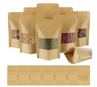 AUAUY Sacchetti Carta per Alimenti, Buste Carta Alimenti con Finestra, Riutilizzabili Sacchetti Carta Kraft con Chiusura, Applicano a Noci, Chicchi di Caffè, Foglie di Tè, Spezie （10 x 15 cm 100 pz）