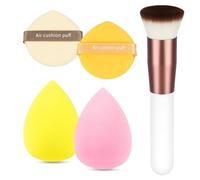 AUAUY Sit da 5pz Spugne per il Trucco e Pennello Per Fondotinta, Pennello Fondotinta Liquido, include 2 Spugna di bellezza, 2 Spugne per il trucco e 1 Pennello per Fondotinta