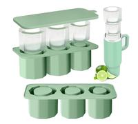 AUAUY Stampo Ghiaccio Silicone con Coperchio, Stampi Cilindrici in Silicone per Stanley Cup, per Bicchieri da 20-40 OZ 3 Stampi a Cubetti di Ghiaccio Cavo, Stampo per DIY Cocktail, Succo, Bevande