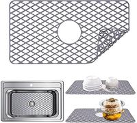 AUAUY Tappetino per Lavello in Silicone, 1 Pezzi Tappetino in Rete Antiscivolo Resistente al Calore per Lavello da Cucina in Acciaio Inossidabile, Lavandino del Bagno (Grigio, 62,5 x 33 cm)