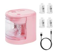 AUAUY Temperamatite Elettrico, Temperini Alimentazione a Batteria o USB, con 4 Lame Sostituibili, Sicuro e Antiscivolo Portatile Due Fori Alimentato per Matite Standard da 6-8 mm/9-12 mm