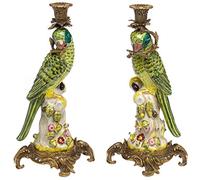 aubaho 2X portacandele a Forma di Pappagallo Porcellana Bronzo