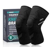 Aubeifou 2 Pezzi Ginocchiera Sportiva, Tutore Ginocchio per Uomo e Donna, Supporto per Ginocchio da Antiscivolo di Compressione, tutore per ginocchio per corsa e allenamento, Nero, L