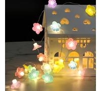 Aubess Catena luminosa con fiori colorati per camera delle ragazze, 2 metri, 20 LED, ghirlanda di fiori, macaron, catena luminosa interna per alberi da giardino, soggiorno, regali per donne e ragazze