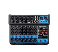 AUBEST Mixer per DJ, Mini Mixer a 8 canali Mixer di Linea DC 5V con Lettore MP3 Bluetooth USB 48V 24DSP Effetti Registrazione USB(BMG-08F-B)