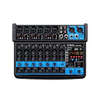 AUBEST Mixer per DJ, Mini Mixer a 8 canali Mixer di Linea DC 5V con Lettore MP3 Bluetooth USB 48V 24DSP Effetti Registrazione USB(BMG-08F-B)