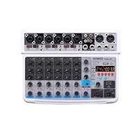 AUBEST Mixer per DJ, Mini Mixer a 8 canali Mixer di Linea DC 5V con Lettore MP3 Bluetooth USB 48V 24DSP Effetti Registrazione USB(BMG-08F-W)