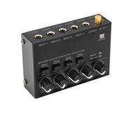 AUBEST Mixer per DJ, Mixer Stereo di Linea A 4 Canali A Bassissimo Rumore, 4 Ingressi, 1 Uscita, DC 5V, Mixer Portatile, Microfono, Chitarra, Basso, Tastiera, Mixer