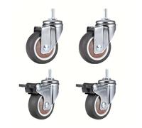 AUBEST Ruote girevoli a Stelo, 4 Pezzi Ruote girevoli con Stelo da 2 Pollici TPR Leva a Vite Ruote universali Ruote con Stelo girevoli con aste filettate M8 for carrelli i(2 Universal 2 Brake)
