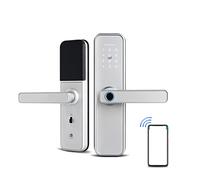 AUBEST Serratura intelligente, Blocco della porta Smart Electronic WiFi con app TTLock, sicurezza Biometric Fingerprint Intelligent Lock password Rfid. Carta(3585 silver)