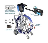 AUBEST Telecamera d'ispezione FHD 1920x1080P 58mm 360 Pan Tilt Ruota Tubo di Scarico Fogna Condotto Video di Telecamere di Ispezione DVR 9mm 60m Cavo(60 m,Kit C50PT Camera)