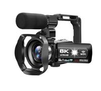 AUBEST Videocamera, Videocamera, videocamera 8K 48MP 15FPS UHD WiFi Vlogging Camera con visione notturna IR for YouTube, touch screen da 3" Zoom digitale 18X