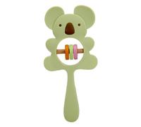 Aublinto Massaggiagengive per bambini, dentizione per bambini, motivo animali, in silicone e legno, senza BPA, dentizione e presa per bambini, in silicone, per uso alimentare, colore verde