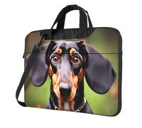 Aubnva Bassotto Weiner Pet Dogs Stampa Leggero Versatile Ufficio Borsa da Lavoro Elegante e Funzionale Borsa Per Laptop Donne Uomini, Nero , 15.6 inch