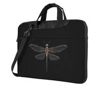 Aubnva Borsa da lavoro da ufficio leggera e versatile con stampa nera con libellula, elegante e funzionale, borsa per computer portatile da donna, Nero , 14 inch