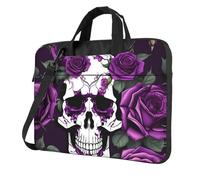 Aubnva Borsa da lavoro per ufficio leggera e versatile con stampa scheletro viola rosa elegante e funzionale borsa per laptop donna uomo, Nero , 14 inch