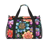 Aubnva Borsa da viaggio pieghevole da viaggio con stampa di dipinti a diamante con fiori e grandi dimensioni