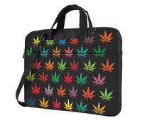Aubnva Colorato Foglie di Cannabis Stampa Leggero Versatile Ufficio Lavoro Bag Elegante E Funzionale Laptop Bag Donne Uomini, Nero , 14 inch