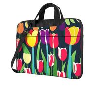 Aubnva Colorato Tulipani Stampa Leggero Versatile Ufficio Lavoro Borsa Elegante E Funzionale Laptop Bag Donne Uomini, Nero , 14 inch