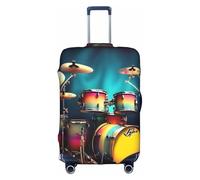 Aubnva Cool Drums Set Stampa Lavabile Viaggio Bagagli Copertura Personalizzata Valigia Protector per Business Leisure, bianco, S