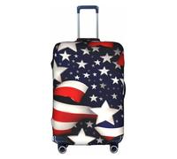 Aubnva Copertura per bagagli da viaggio con stampa a stelle e strisce con bandiera americana, lavabile, protezione personalizzata per valigie per affari, bianco, L